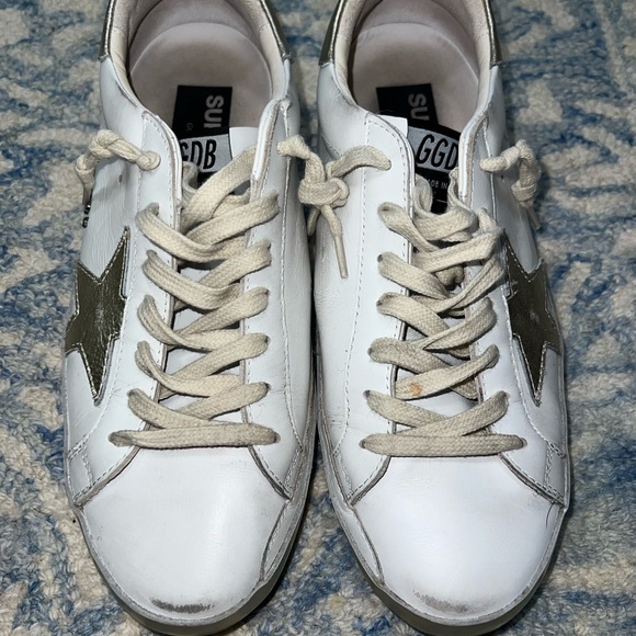 Golden Goose Super Star Sneakers Shoes White Silver Ice Leather Authentic 40 - Picture 2 of 7